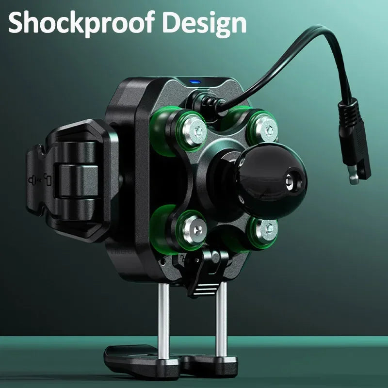 Uchwyt motocyklowy na telefon apex rush – ładowarka bezprzewodowa 15w i usb-c 36w