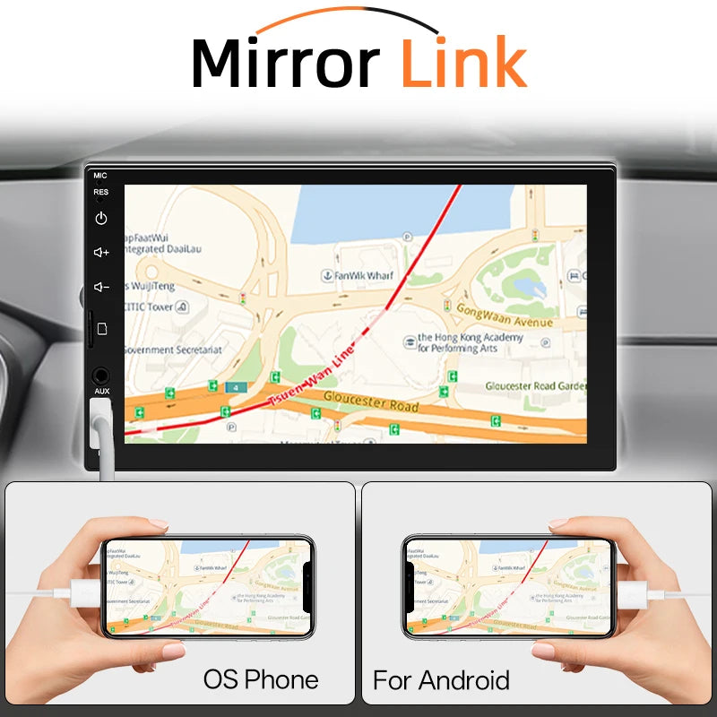 Radio samochodowe hippcron 7 cali 1 din - odtwarzacz multimedialny carplay android auto