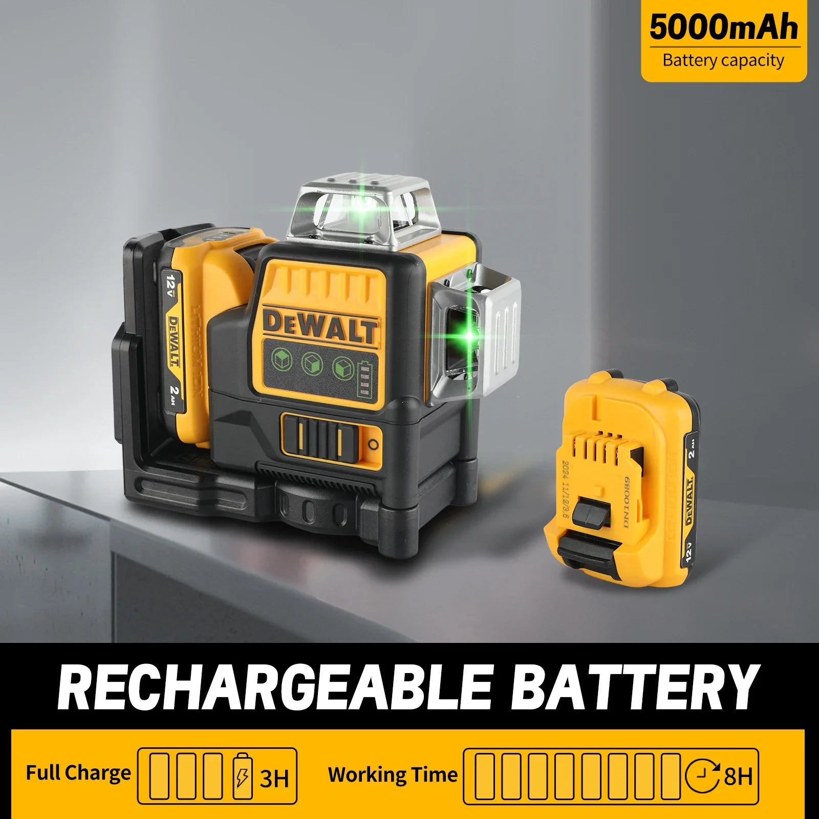 Dewalt dw089lg zielona poziomica laserowa samopoziomująca z trzema liniami