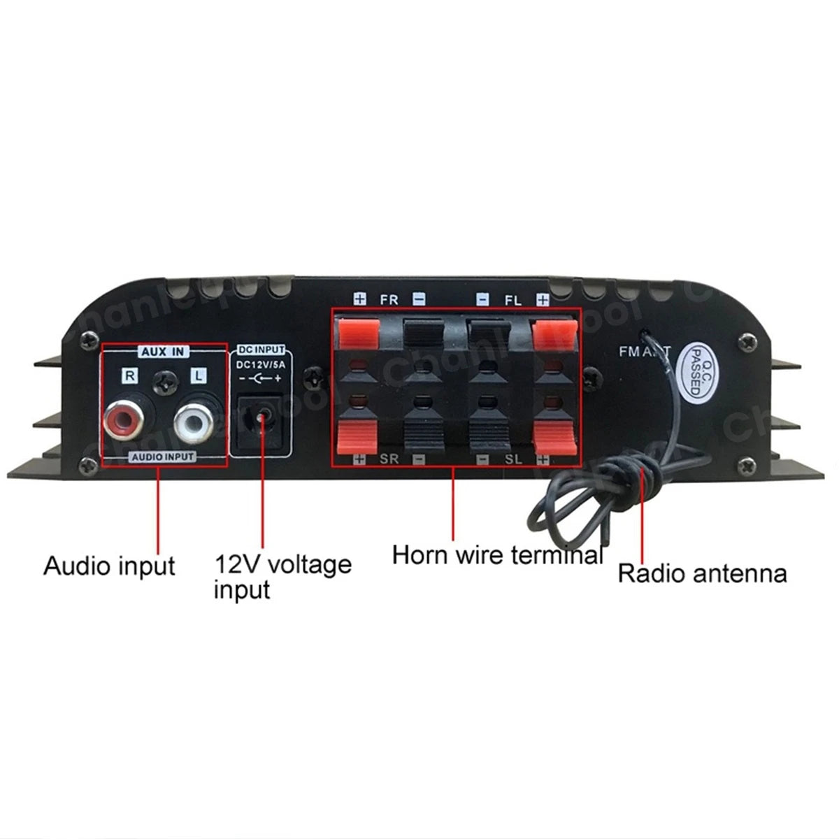 Wzmacniacz dźwięku hi-fi 1600w peak, 4-kanałowy cyfrowy, z bluetooth, karaoke i radiem fm, obsługa pilotem