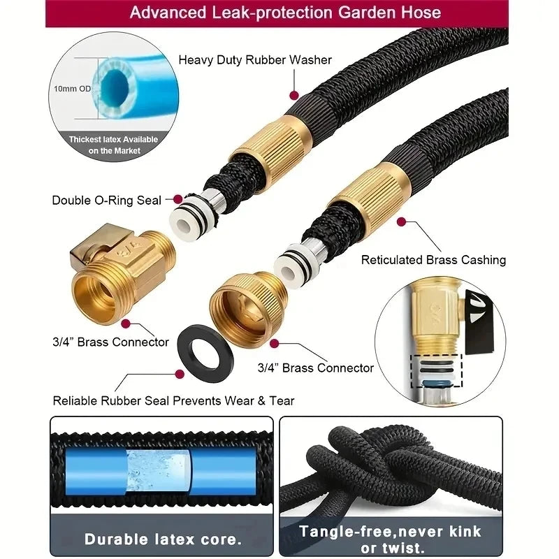 Vabena High Pressure Expandable Garden Hose with Sprinkler - US 3/4"