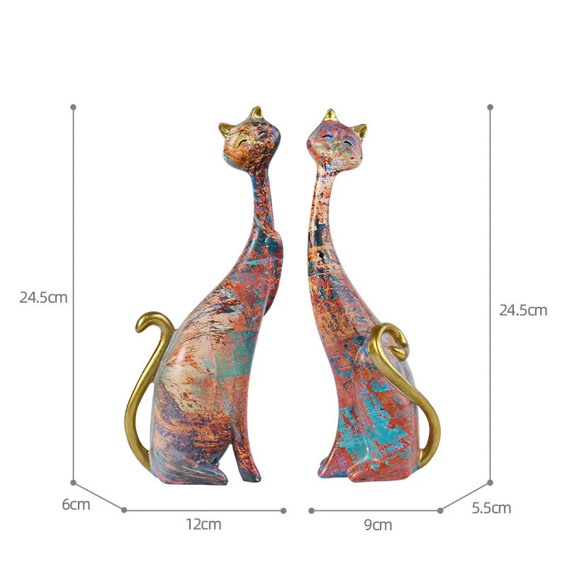 Nordic Graffiti Cat Sculpture - Abstract Resin Art Decor, Modern Home Decor