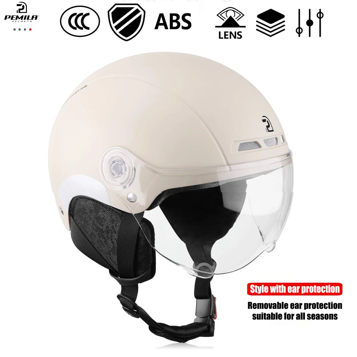 Kask rowerowy pemila z goglami, ochroną uszu i odblaskami - dla dorosłych mtb szosa e-bike