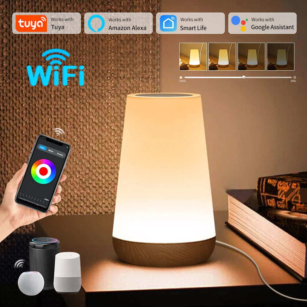 Inteligentna lampka nocna tuya wifi led - ściemniana lampa dotykowa z usb, alexa i google home