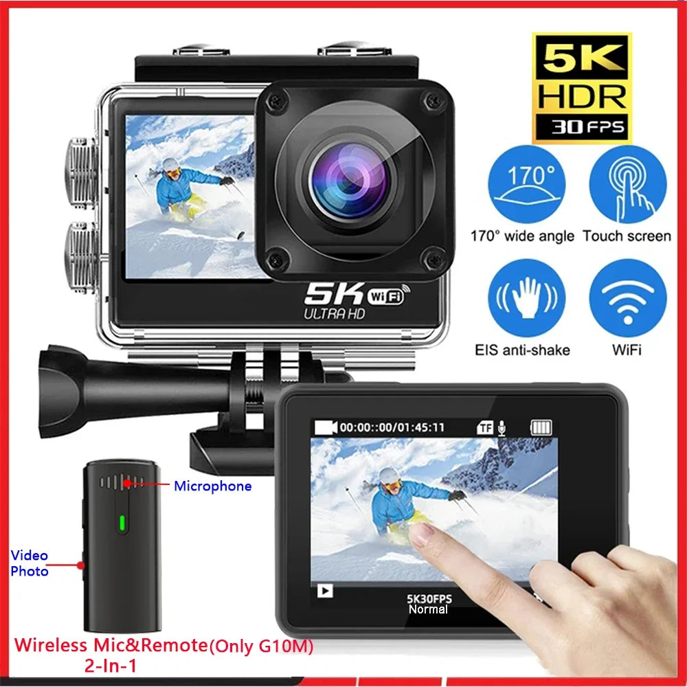 Kamera sportowa sony imx576 5k 4k60fps wodoodporna 48mp z wi-fi