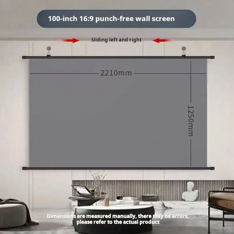 Ekran projekcyjny xiaohui antyrefleksyjny hd 16:9 – bezinwazyjny montaż ścienny – kino domowe (60-133 cale)