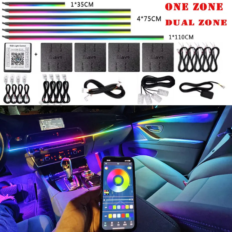 Zestaw ambientowego oświetlenia samochodowego led rgb 14/18 w 1