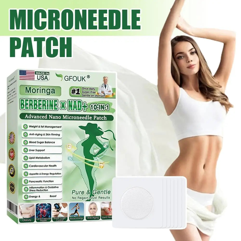 Gfouk plaster moringa berberyna nad | 10w1 wsparcie wagi, poziomu cukru i przeciwstarzeniowe