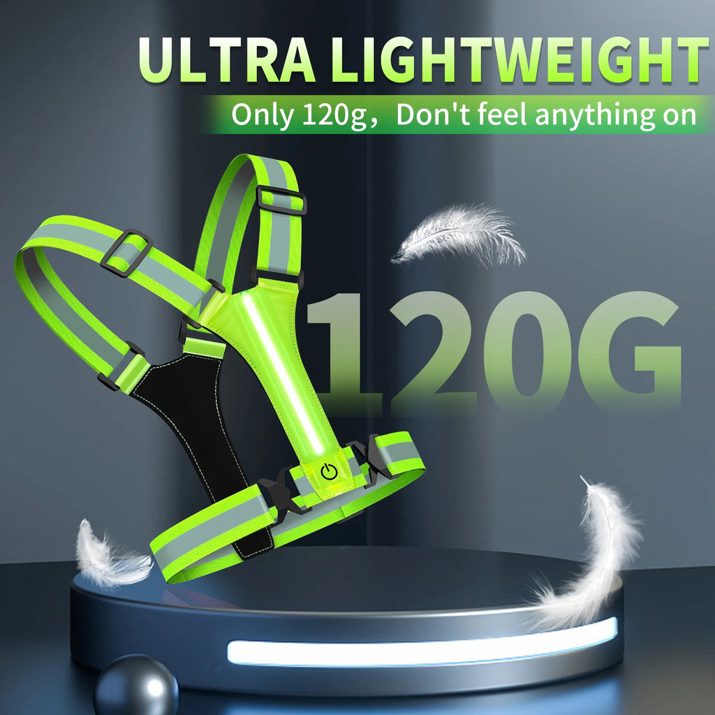 Kamizelka led do biegania | ładowana usb i odblaskowa wysoka widoczność