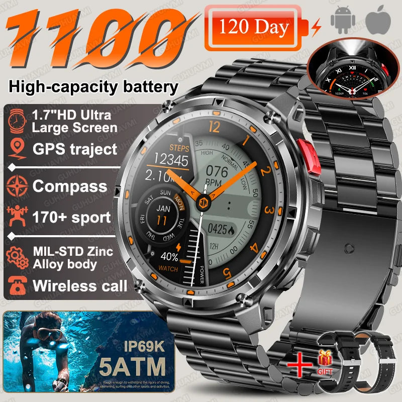 T-rex3 pro smartwatch | bateria 1100mah, gps, wodoodporny 5atm, wojskowy standard
