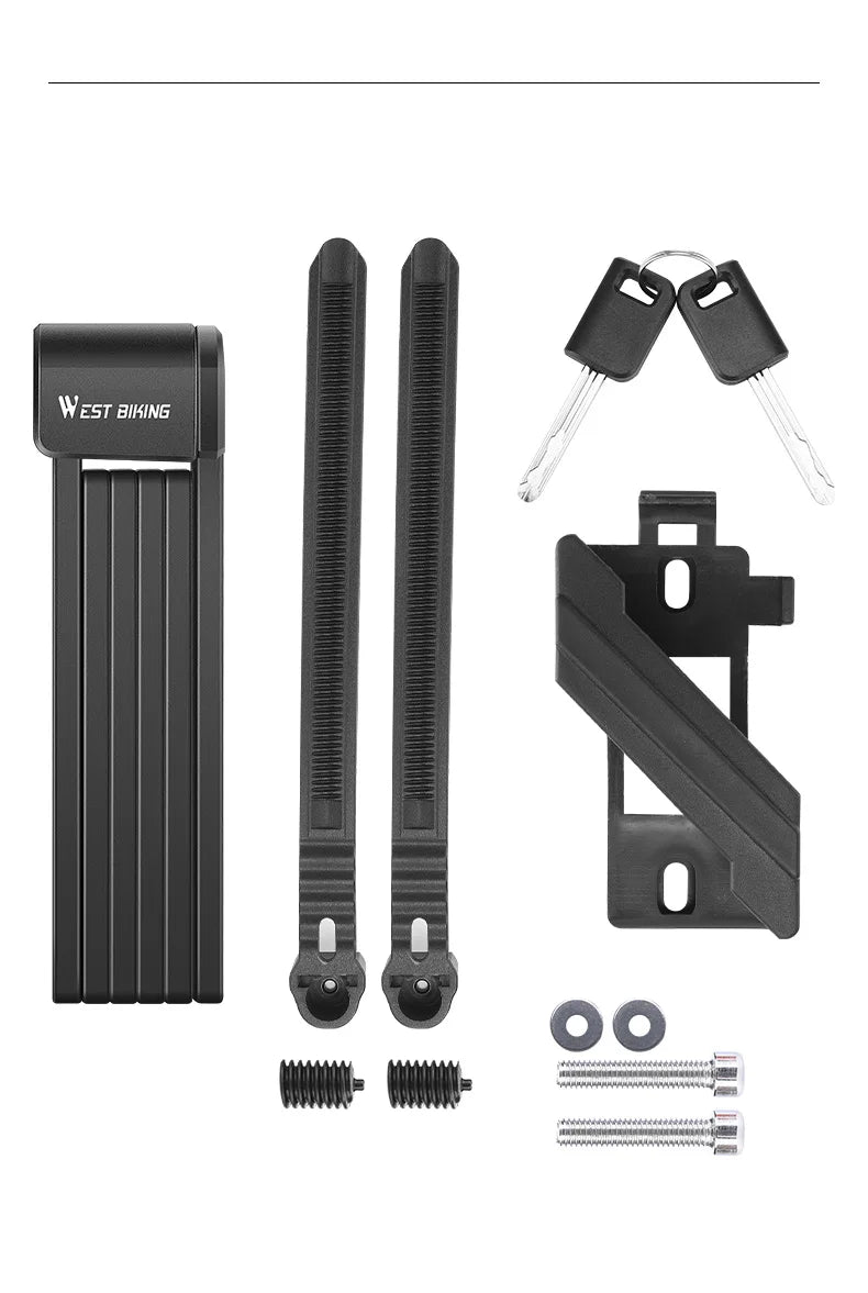 WEST BIKING Foldable Bike & Motorcycle Lock - Key & Password Security