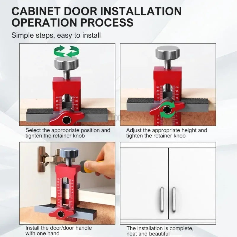 Cabinet Door Leveling & Installation Jig - 2-in-1 Positioning & Drilling Tool