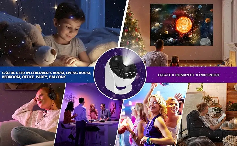 HD Galaxy Star Projector Night Light for Kids & Adults - 13 Films, 360° Rotation