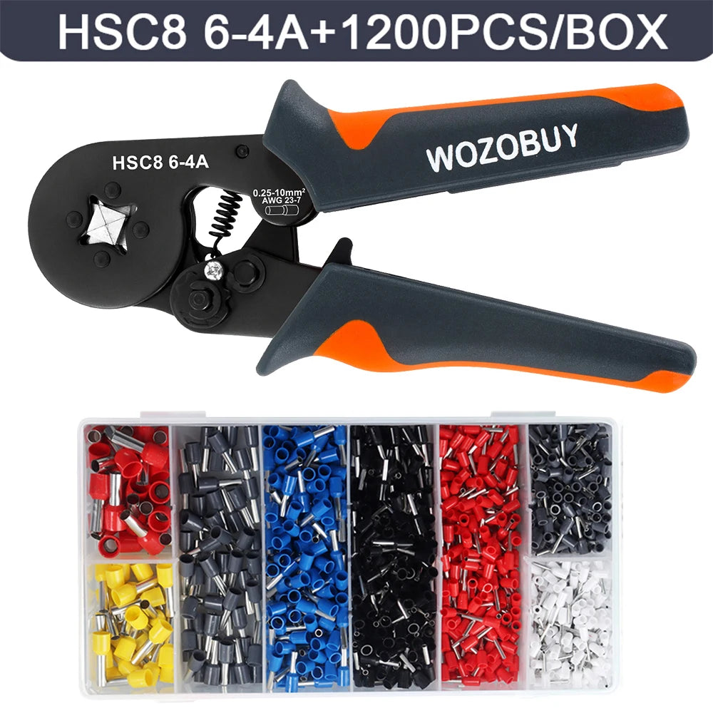 WOZOBUY Ferrule Crimping Tool Kit - Self-Adjustable Ratchet Wire Crimper