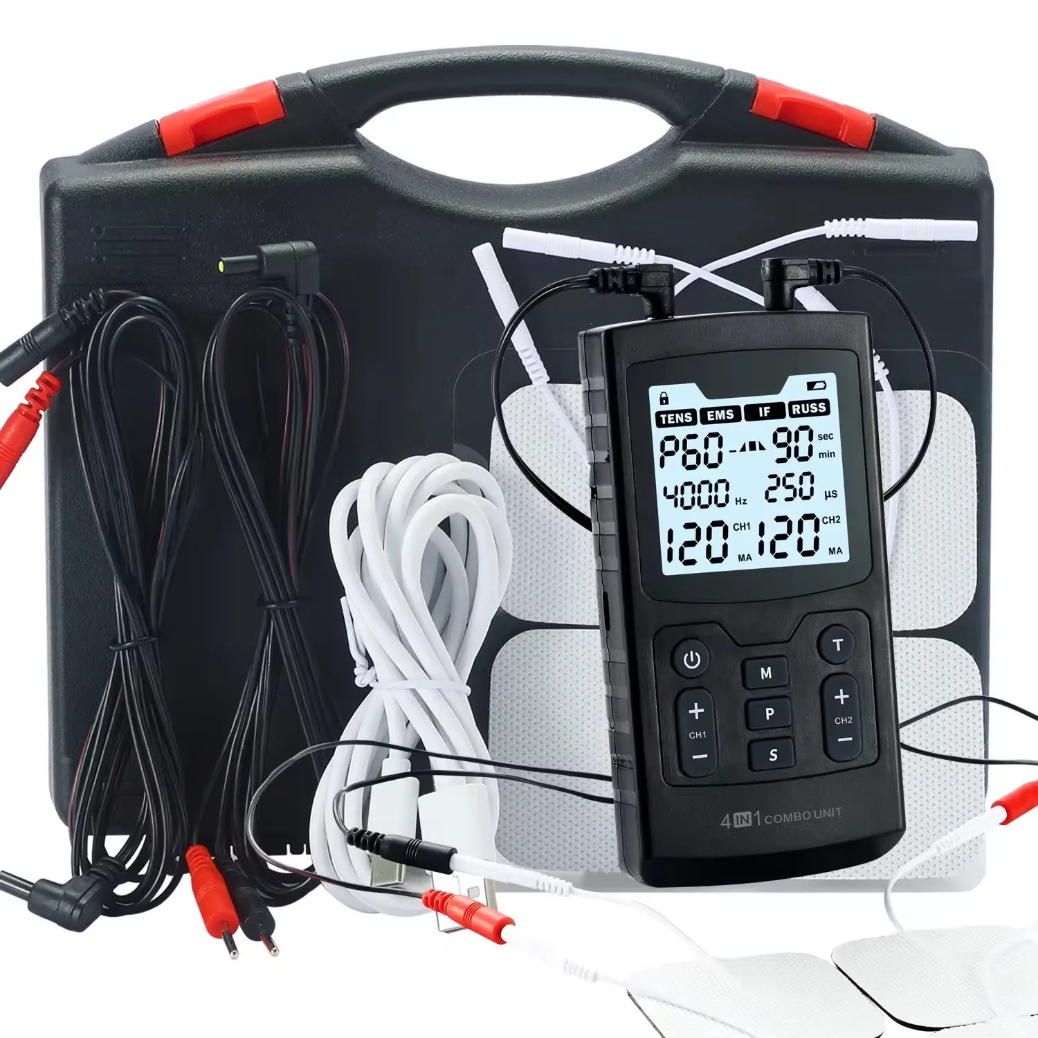 4 w 1 stymulator mięśni 4000hz | terapia ems tens ifc russ | 60 trybów uśmierzania bólu