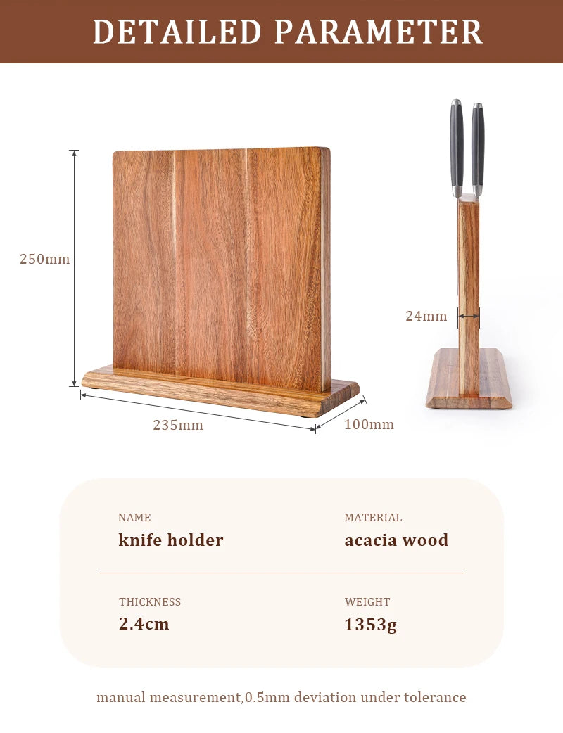 Premium Acacia Magnetic Knife Block - Organize & Display