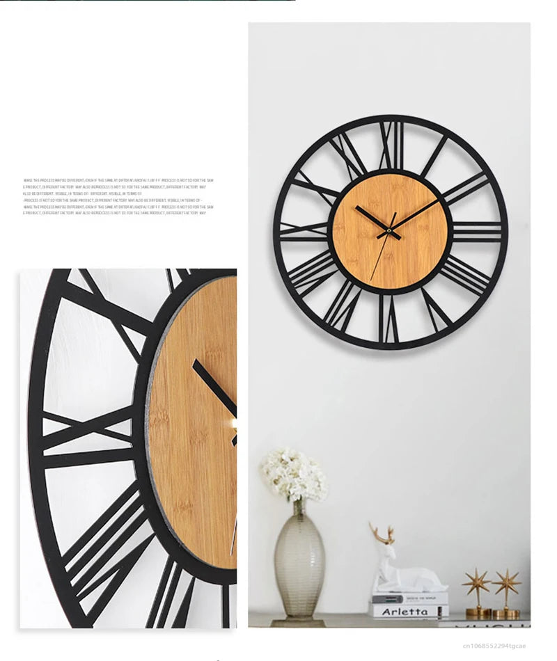 Large Nordic Retro 3D Wall Clock | Roman Numerals Decor