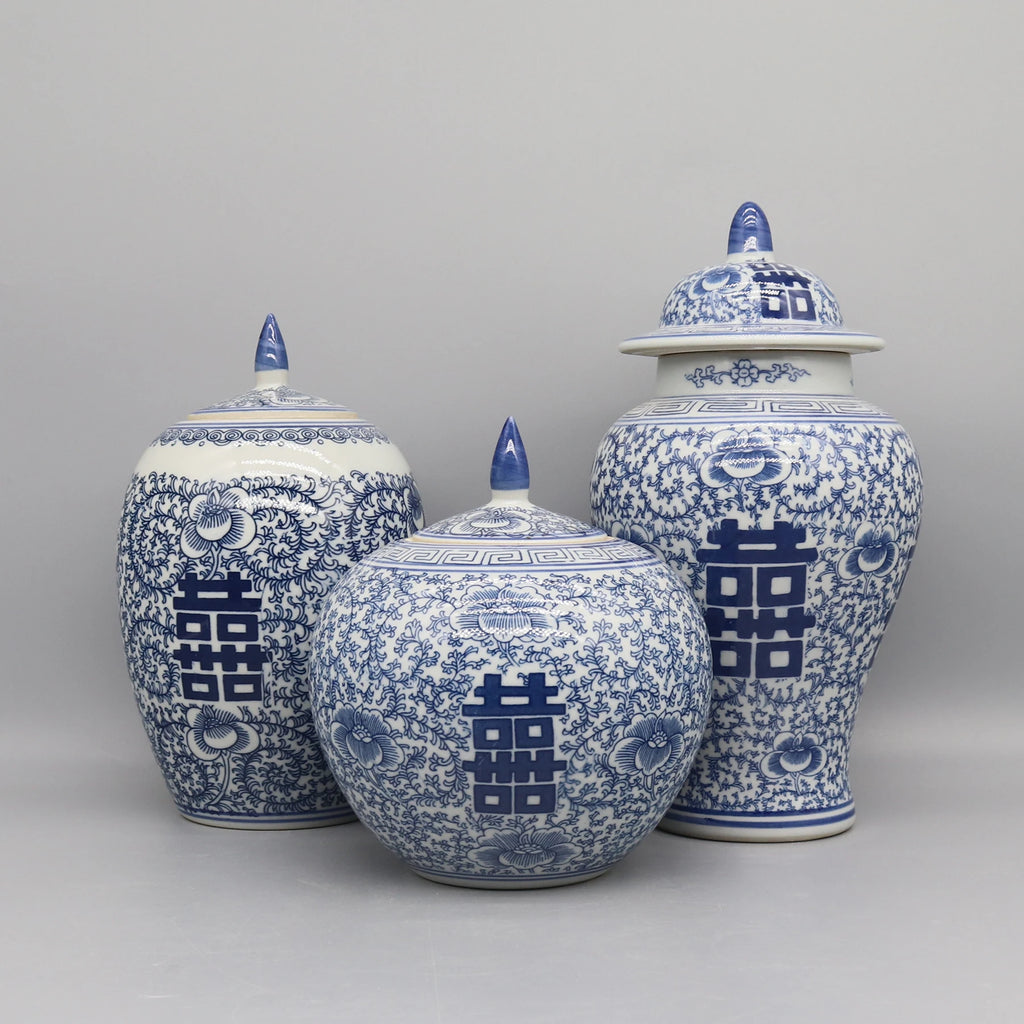Elegant Blue & White Ceramic Jar & Vase - Home Decor