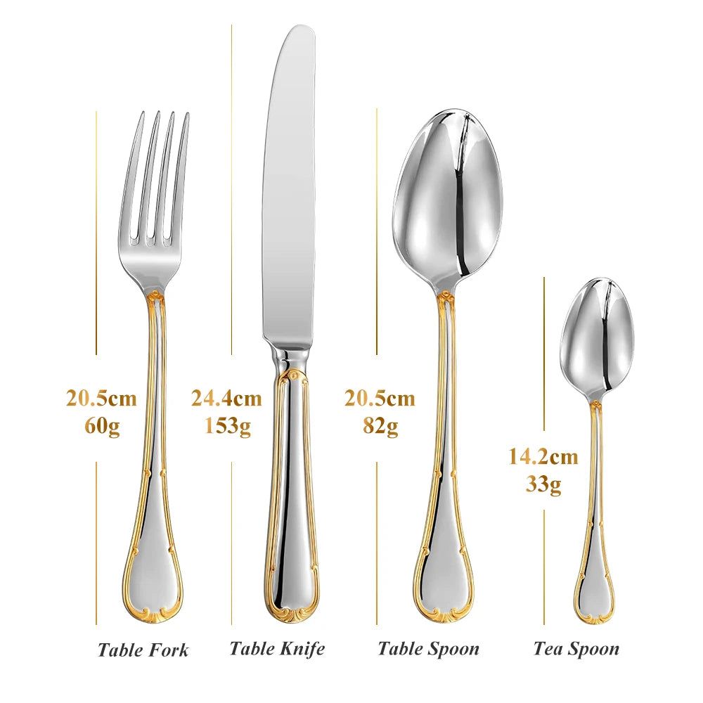 Vabena 24-Pc 18/10 Stainless Steel Mirror Polished Flatware Set for 6
