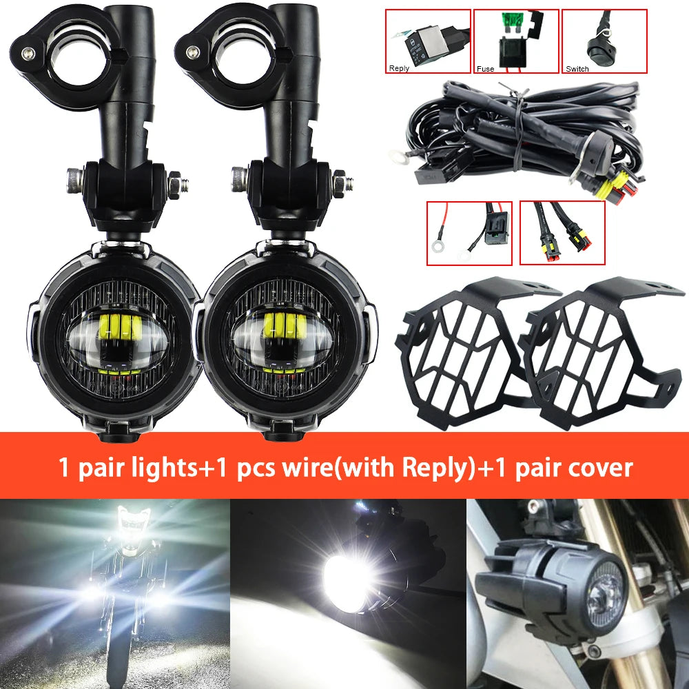 Wysokowydajne pomocnicze lampy przeciwmgielne led do motocykli bmw r1200gs, f800gs, k1600 i uniwersalnych | 40w 6000k