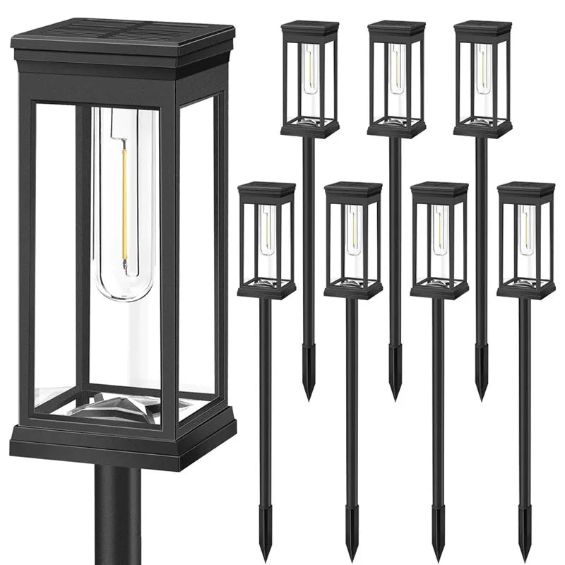 Retro solarne lampki ścieżkowe | ciepłe oświetlenie ogrodowe led