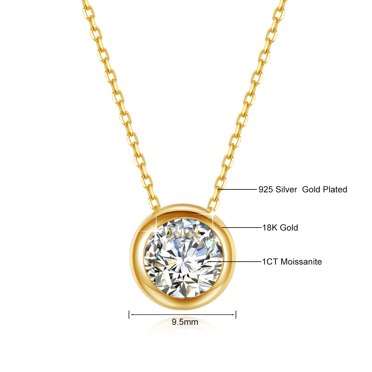 18k Gold Pink Moissanite & Diamond Pendant Necklace