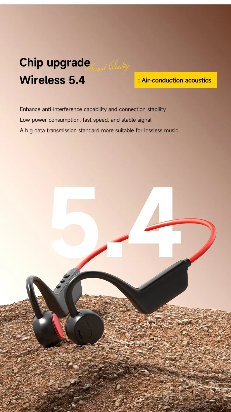 Zestaw słuchawkowy 2026 bone conduction: bezprzewodowe słuchawki sportowe ipx8 do pływania z mikrofonem