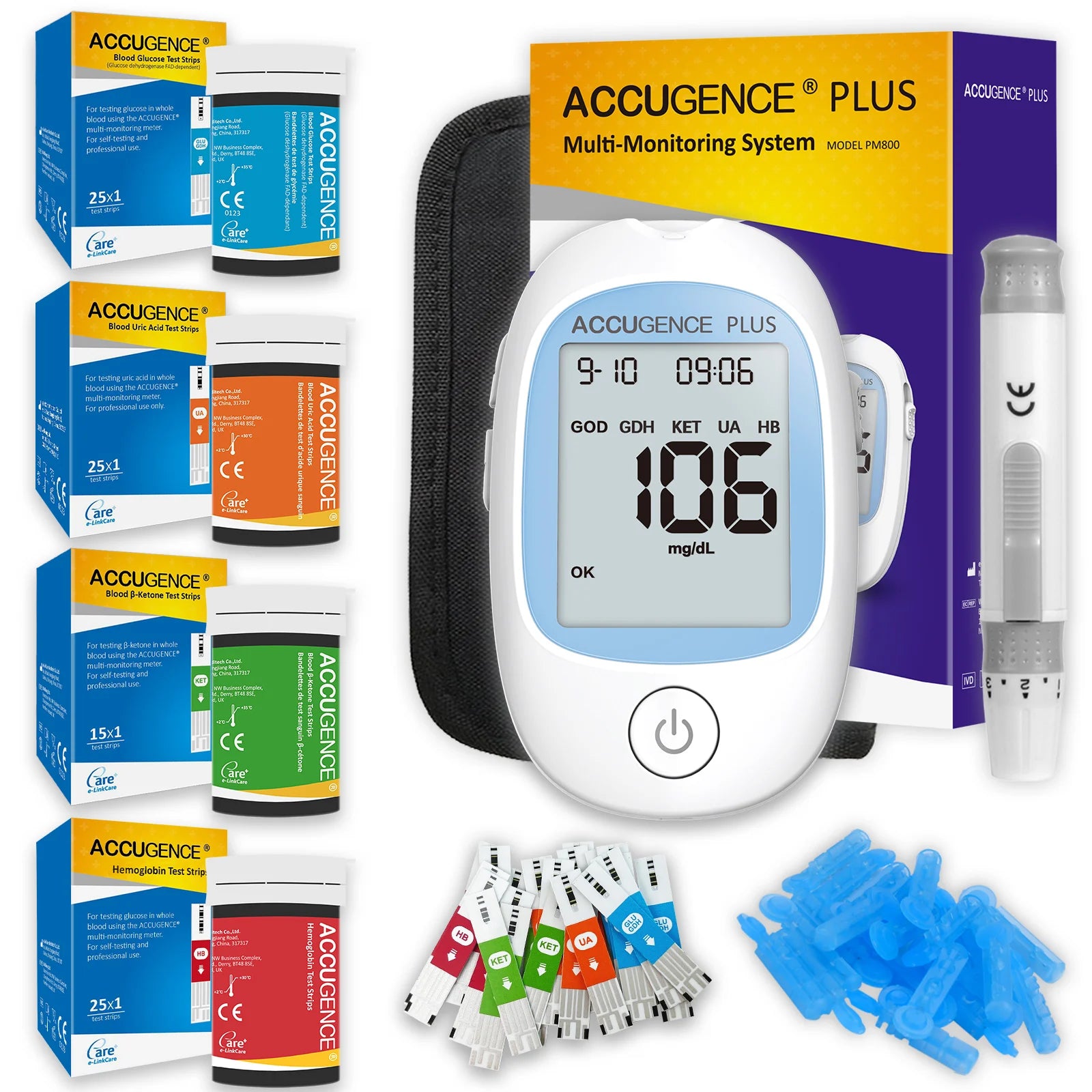 Wielofunkcyjny monitor 4w1: testy hemoglobiny, ketonów, glukozy, kwasu moczowego