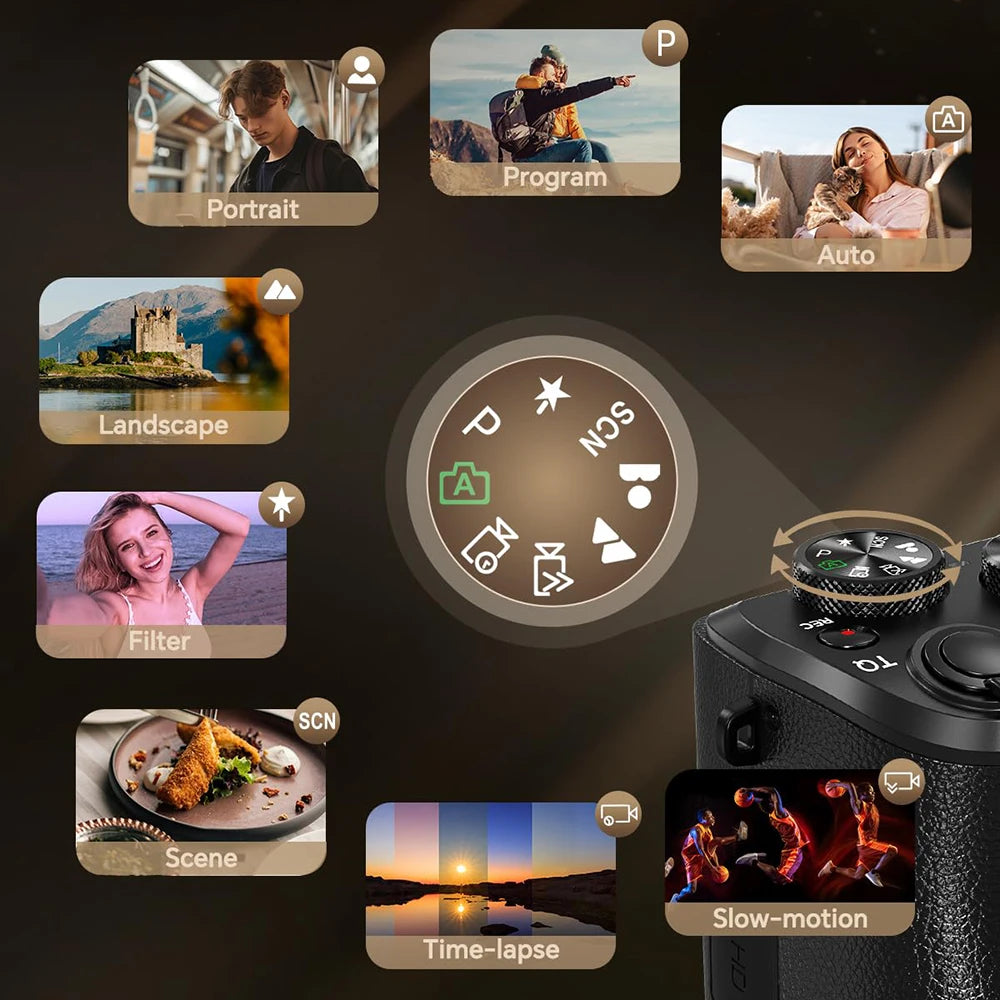 Vabena 8k 88mp aparat vlogowy z podwójnym obiektywem i wi-fi