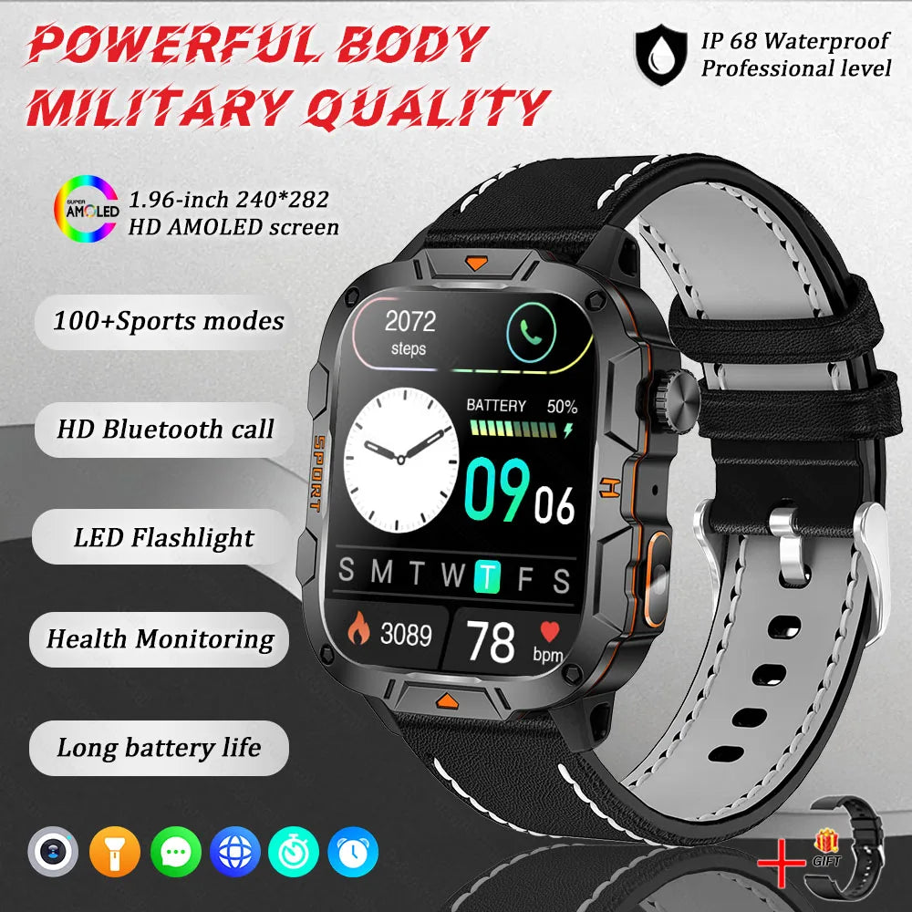 Wojskowy smartwatch dla mężczyzn | wyświetlacz amoled | taktyczny zegarek 5atm