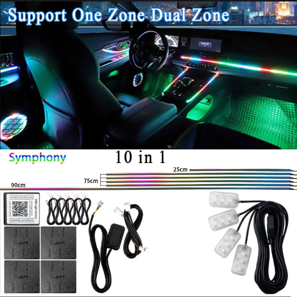 Zestaw ambientowego oświetlenia samochodowego led rgb 14/18 w 1