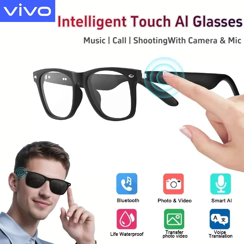 Modowe okulary inteligentne vivo | wodoodporne audio bluetooth i połączenia