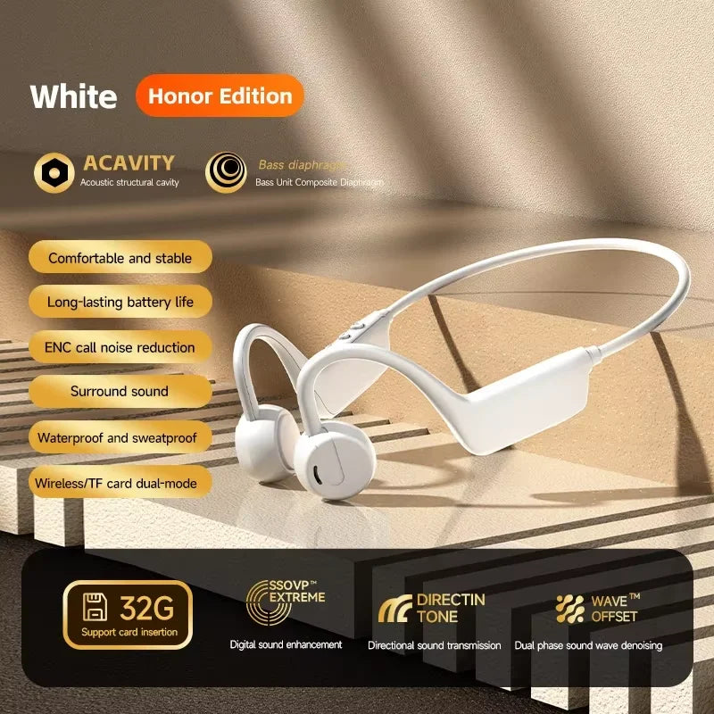 Zestaw słuchawkowy 2026 bone conduction: bezprzewodowe słuchawki sportowe ipx8 do pływania z mikrofonem