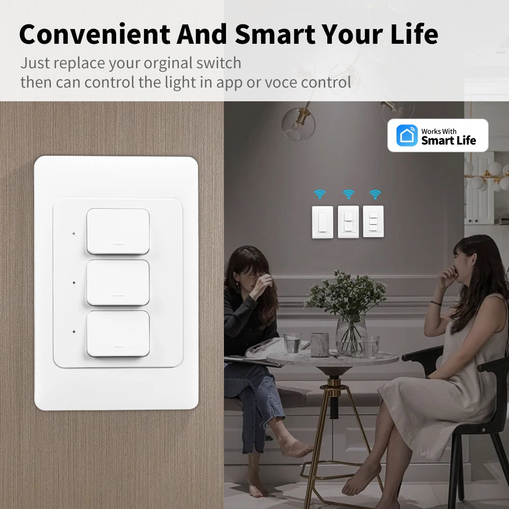 Manhot tuya inteligentny przełącznik światła | przyciskowe sterowanie oświetleniem smart home
