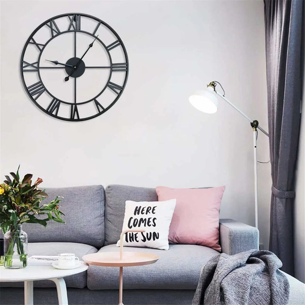 Duży 60cm nordic retro metalowy zegar ścienny cichy 3d | dekoracja domu