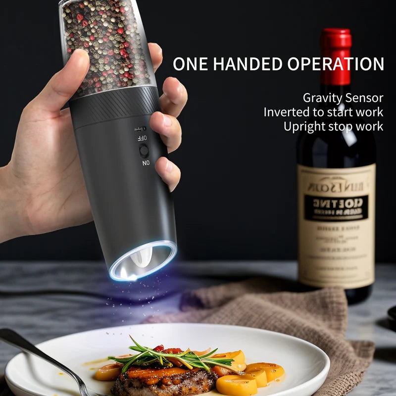USB Rechargeable Electric Salt & Pepper Grinder - Adjustable Coarseness