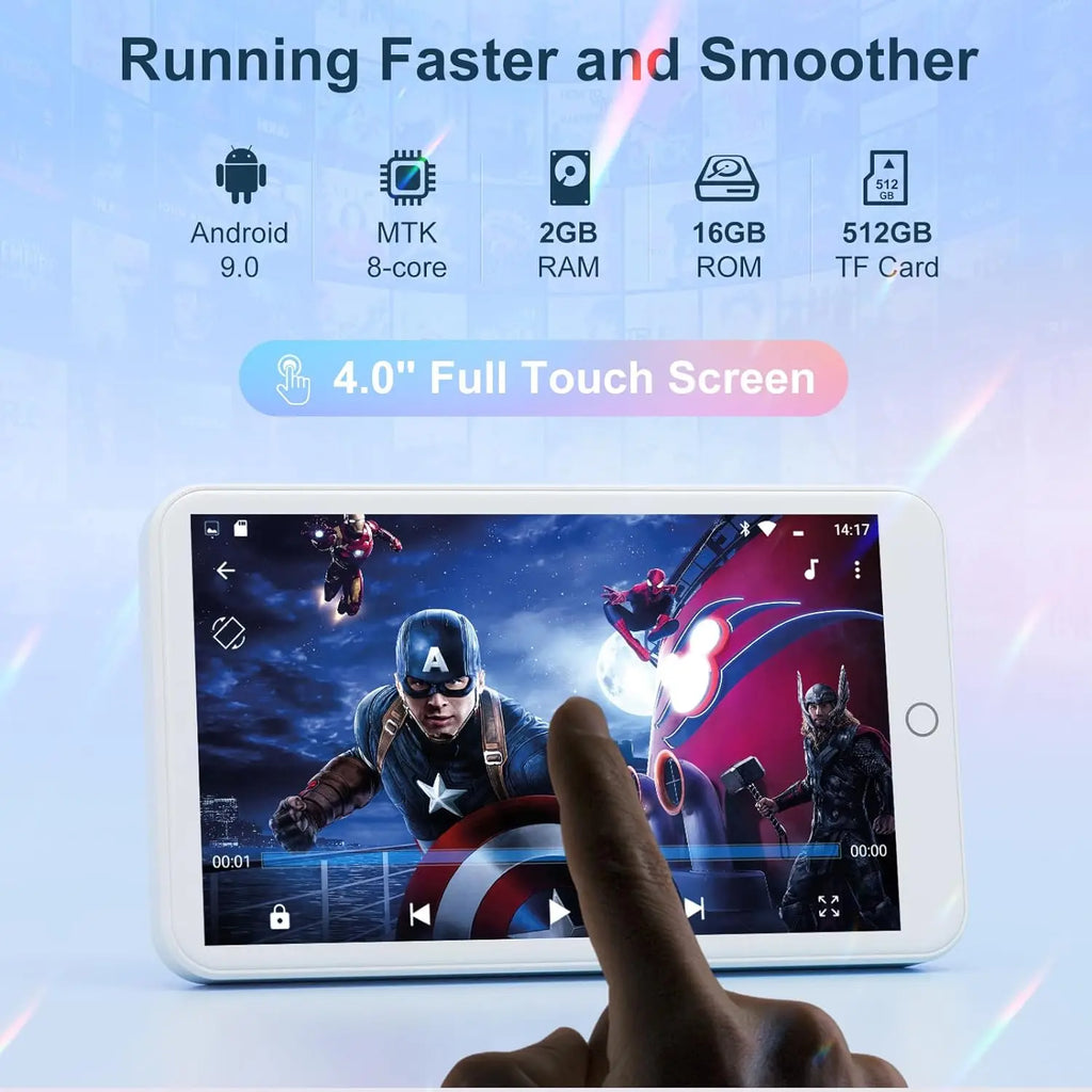 Odtwarzacz mp3/mp4 mechen android 9.0 | bluetooth, wifi, spotify | 512 gb - biały