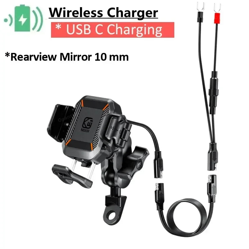 Uchwyt motocyklowy na telefon apex rush – ładowarka bezprzewodowa 15w i usb-c 36w