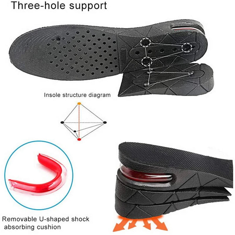 Wkładki podwyższające do butów – amortyzujące podpiętki powietrzne (3-9cm)