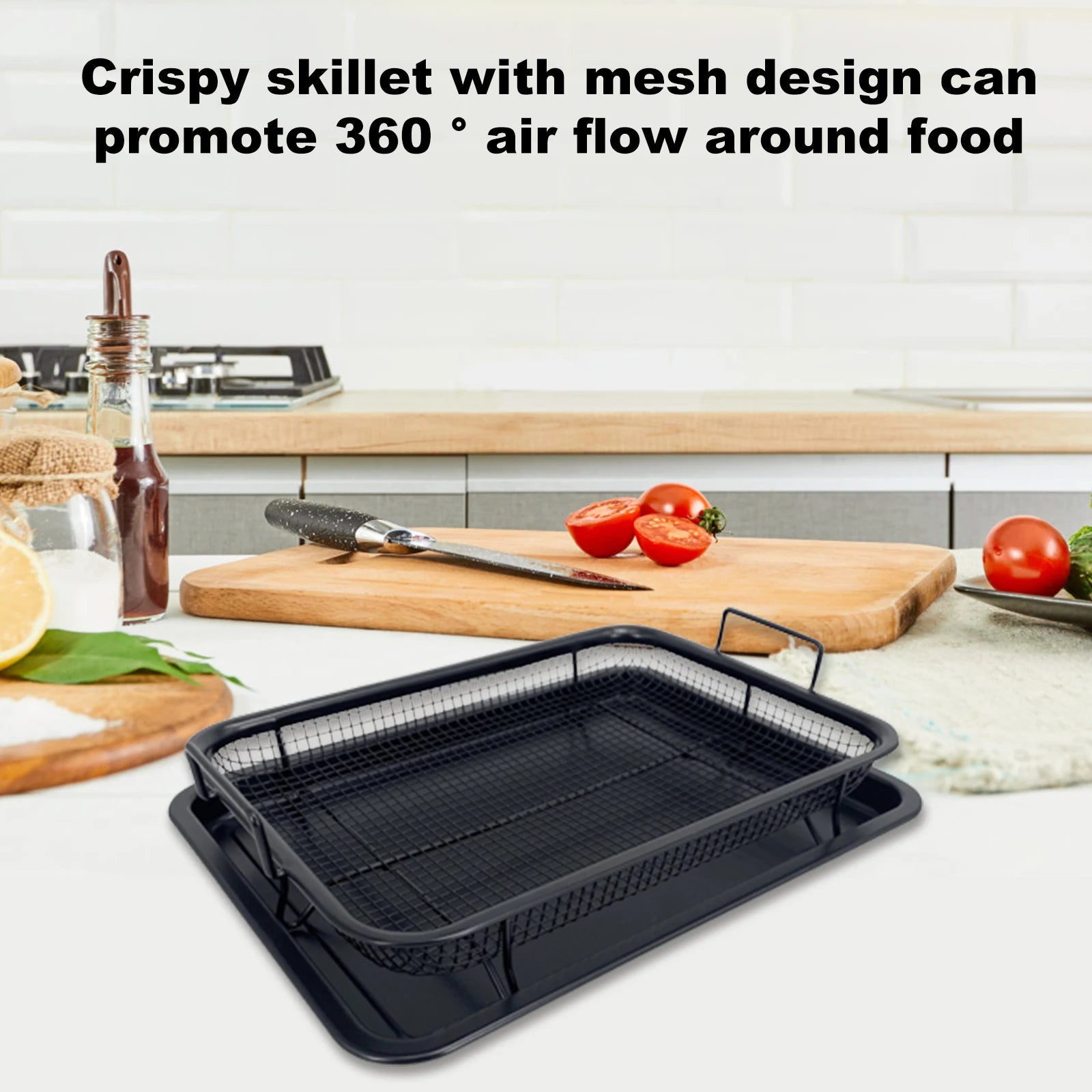 Crispy Chips Non-Stick Baking Basket Tray | Oven Fryer Mesh Pan