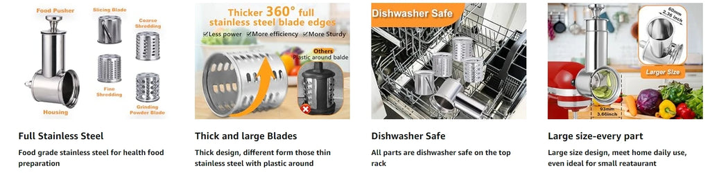 Nakładka krajalnica tarka do miksera kitchenaid – stal nierdzewna