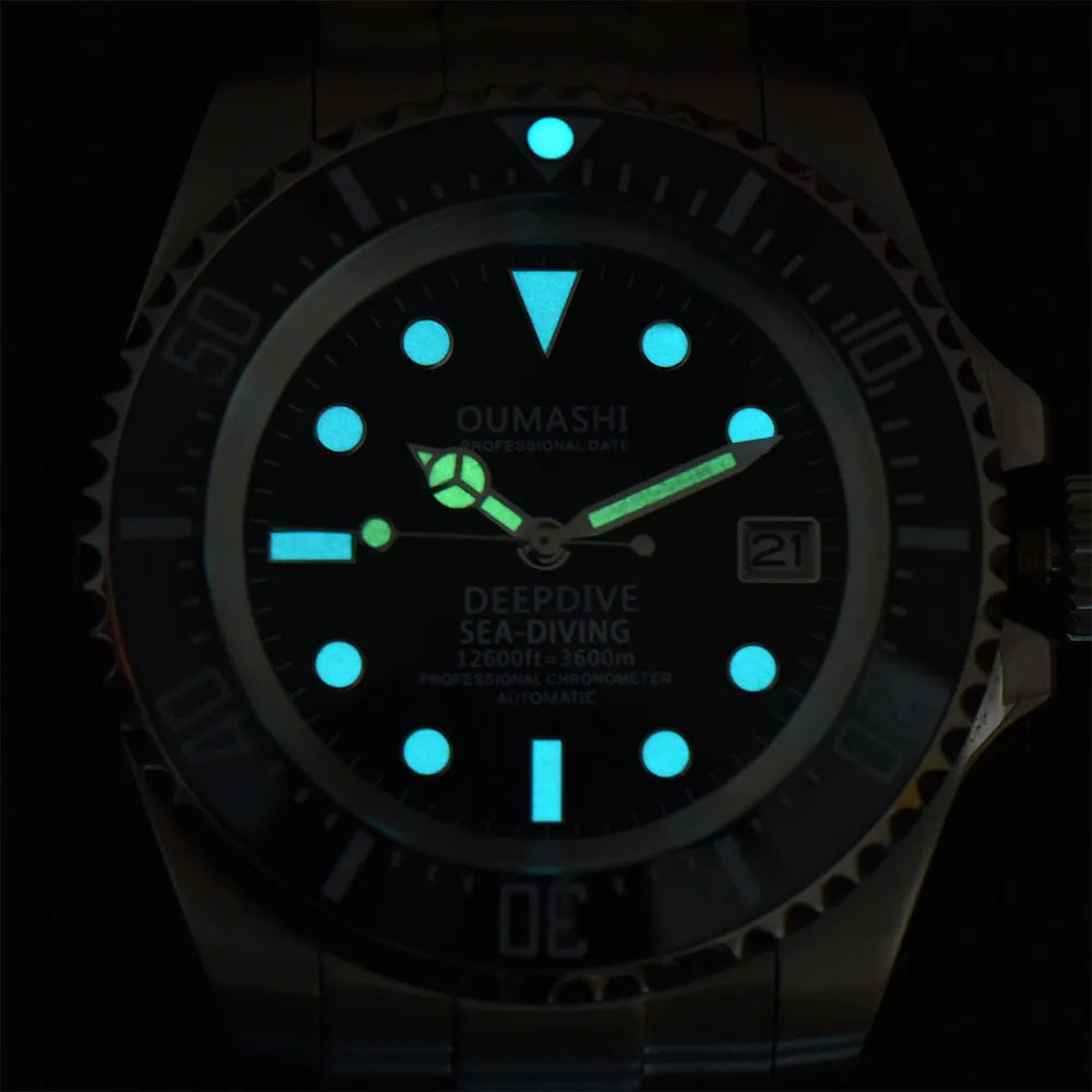Męski 44mm zegarek automatyczny mechaniczny deep sea