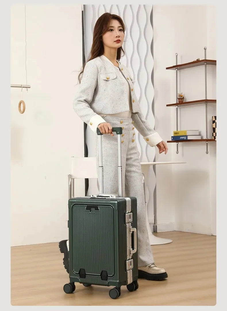 Walizka kabinowa vabena z ładowaniem usb, otwierana z przodu, aluminiowa