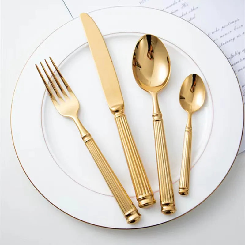 Luksusowy zestaw sztućców ze stali nierdzewnej 18/10 „kolumna rzymska”