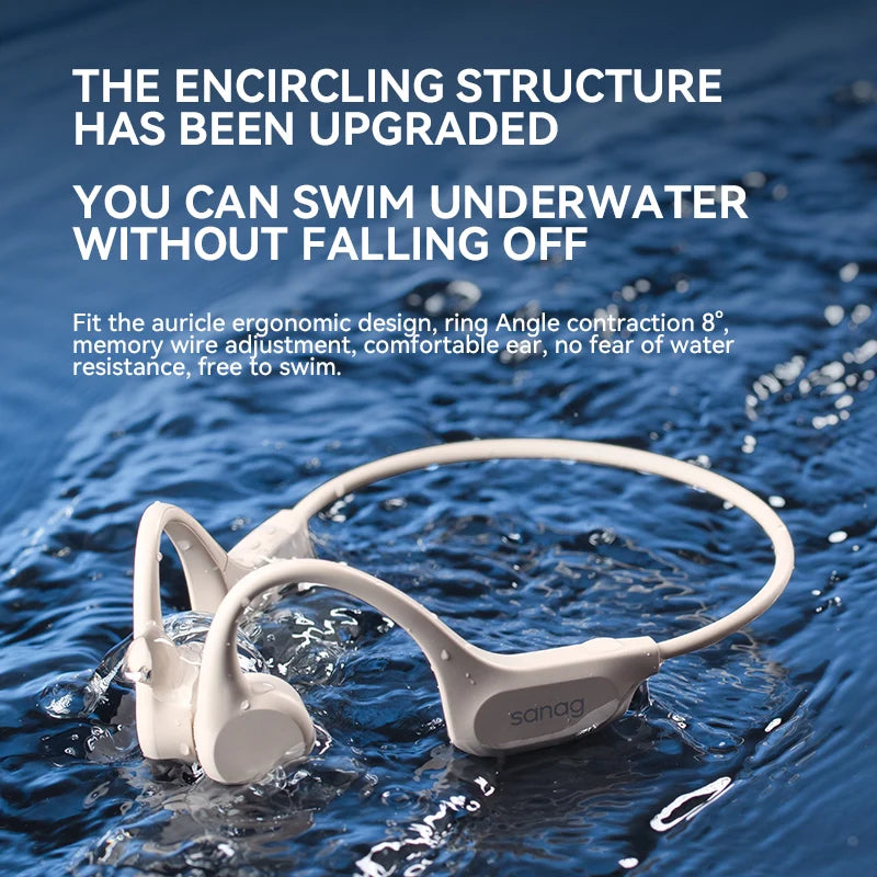 Słuchawki pływackie sanag b60s z przewodnictwem kostnym ipx8 bluetooth mp3