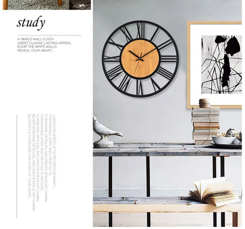 Large Nordic Retro 3D Wall Clock | Roman Numerals Decor