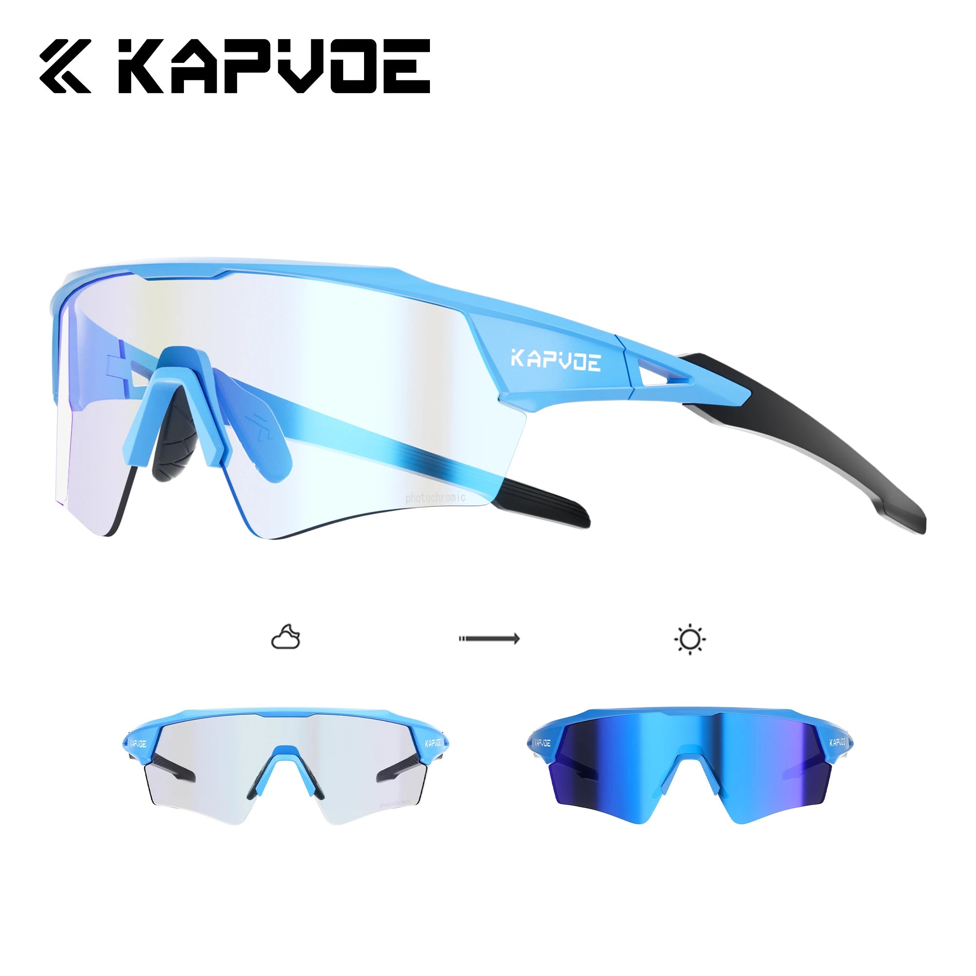 Okulary rowerowe kapvoe fotochromowe mtb uv400 do biegów i sportów na świeżym powietrzu