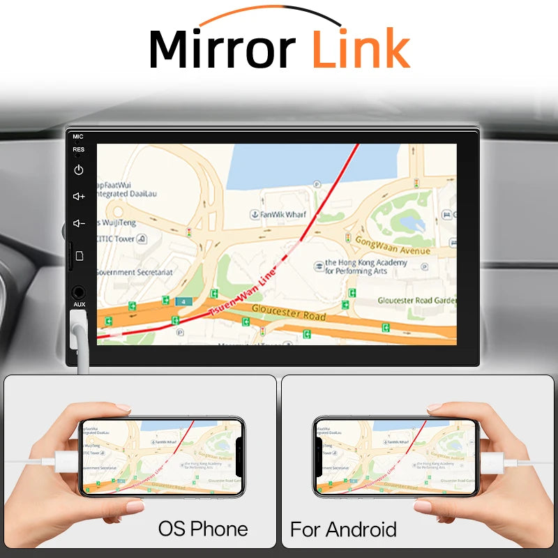 Radio samochodowe hippcron 7 cali 1 din - odtwarzacz multimedialny carplay android auto
