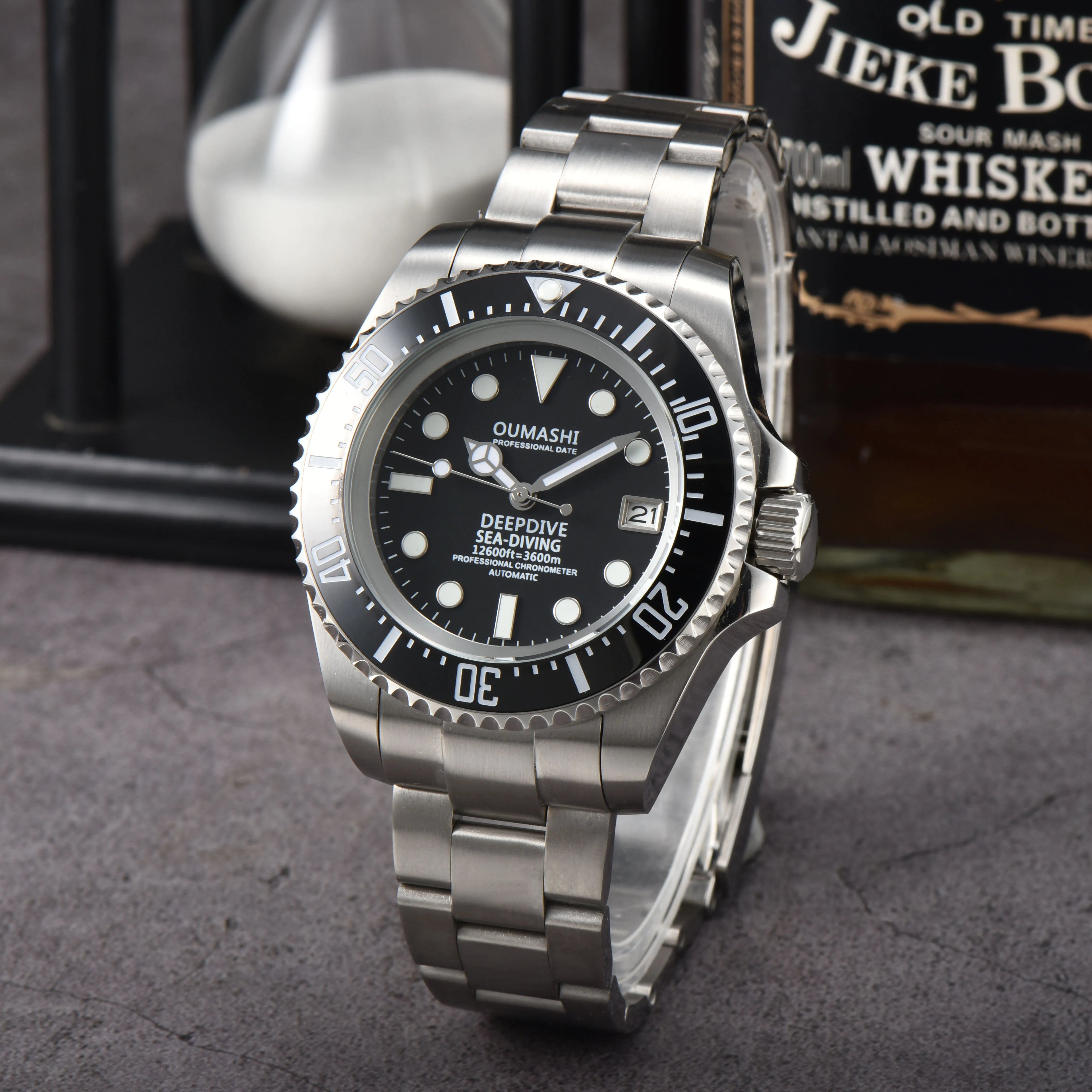 Męski 44mm zegarek automatyczny mechaniczny deep sea