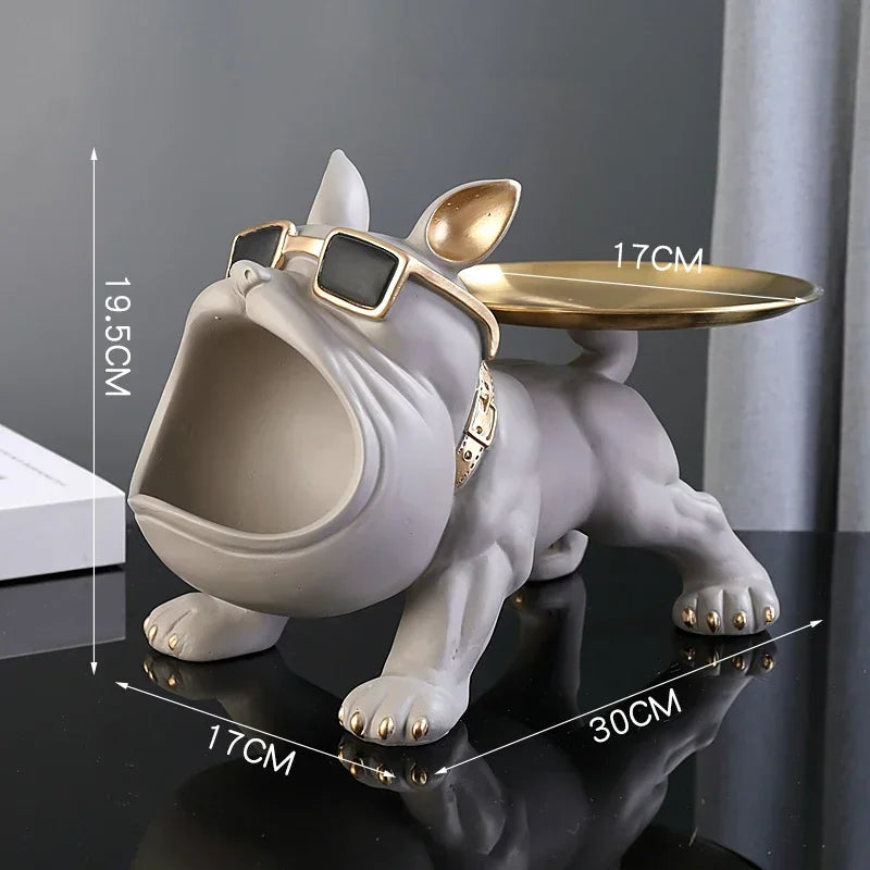 Charming Bulldog Figurine Key Storage - 30cm Resin Dog Statue Home Decor